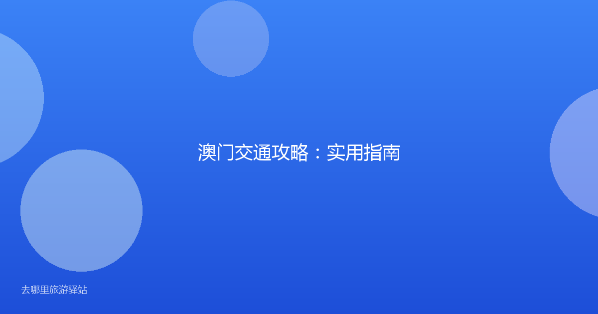 澳门交通攻略：实用指南