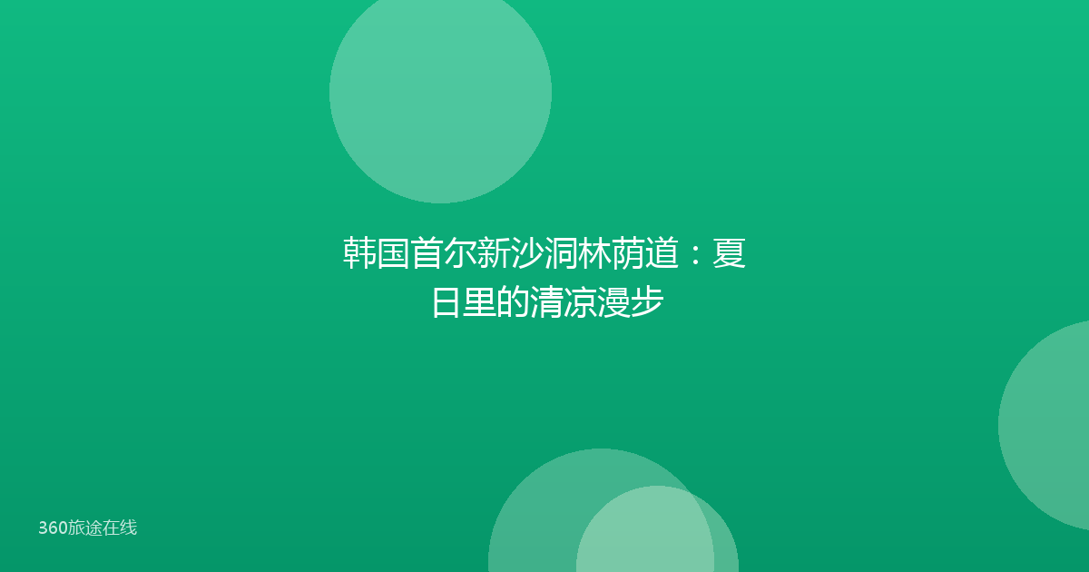 韩国首尔新沙洞林荫道：夏日里的清凉漫步
